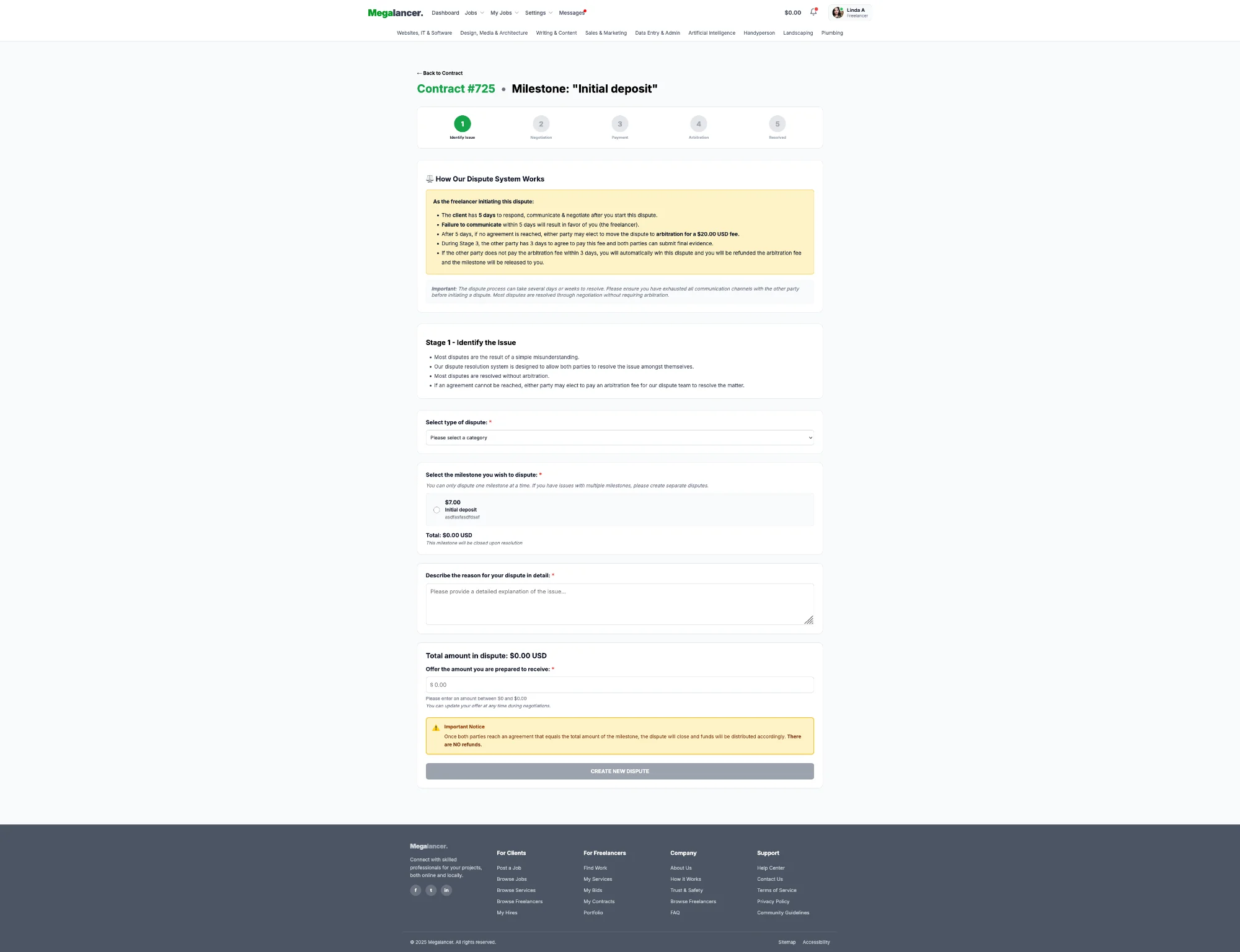 Dispute Stage 1 Freelancer