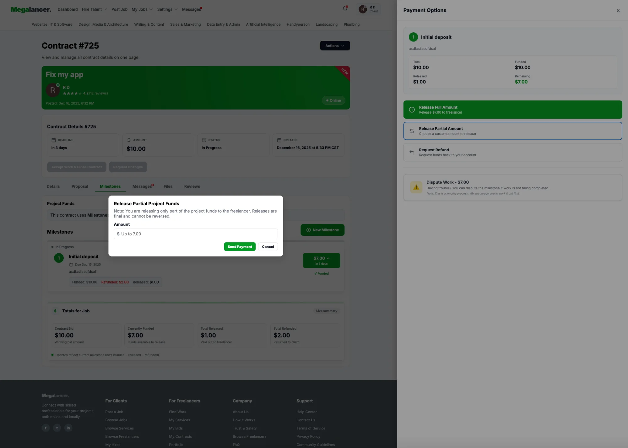 Release Partial Amount
